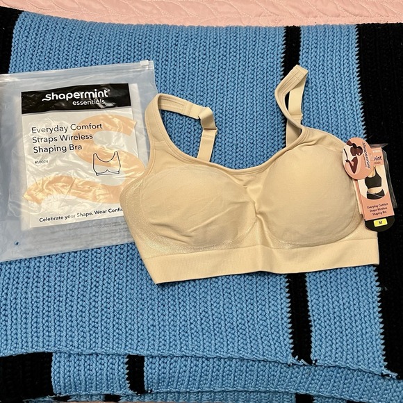 Shapermint Essentials Everyday Comfort Straps Wireless Bra Size M Beige - Picture 1 of 5